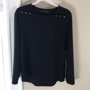 Zara Women’s Black Blouse Silver Button Detail
